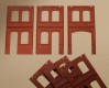 Brick walls with window and door openings red (6pc)
